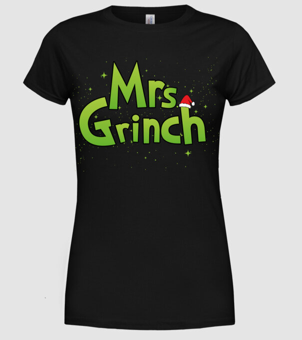 Grinch Family Mrs Grinch model negru pe tricou