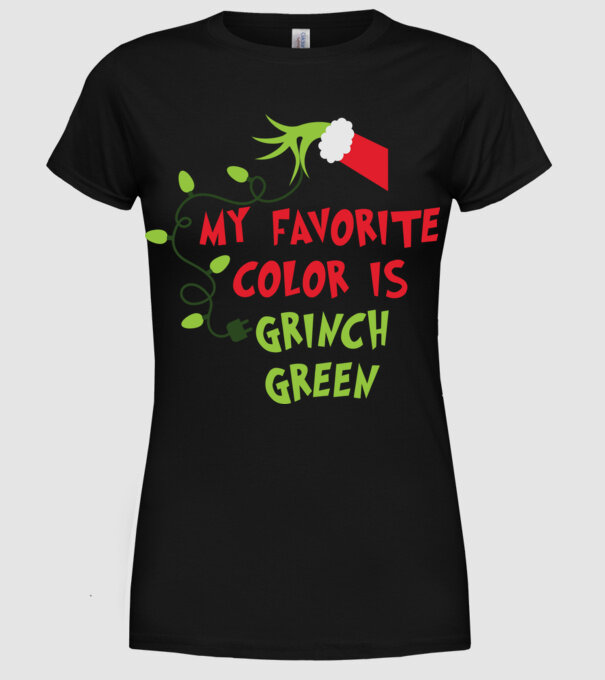 Grinch Green model negru pe tricou