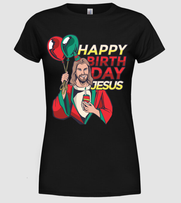 Happy Birtday Jesus! model negru pe tricou