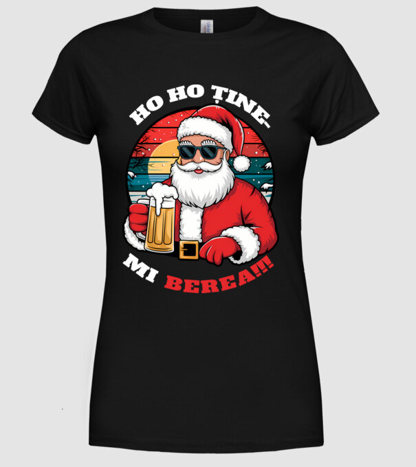 Ho ho ține mi berea! Negru model negru pe tricou