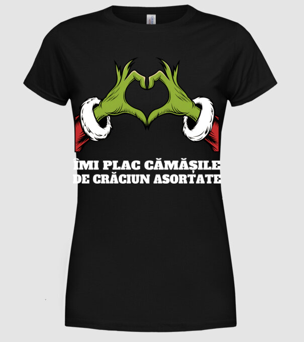 Îmi plac cămășile de crăciun asortate negru model negru pe tricou