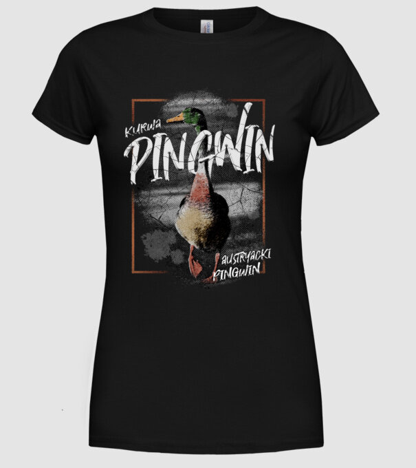 Kurwa pingwin model negru pe tricou
