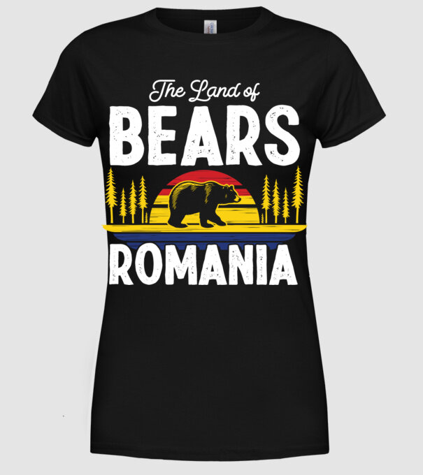 Land of Bears model negru pe tricou