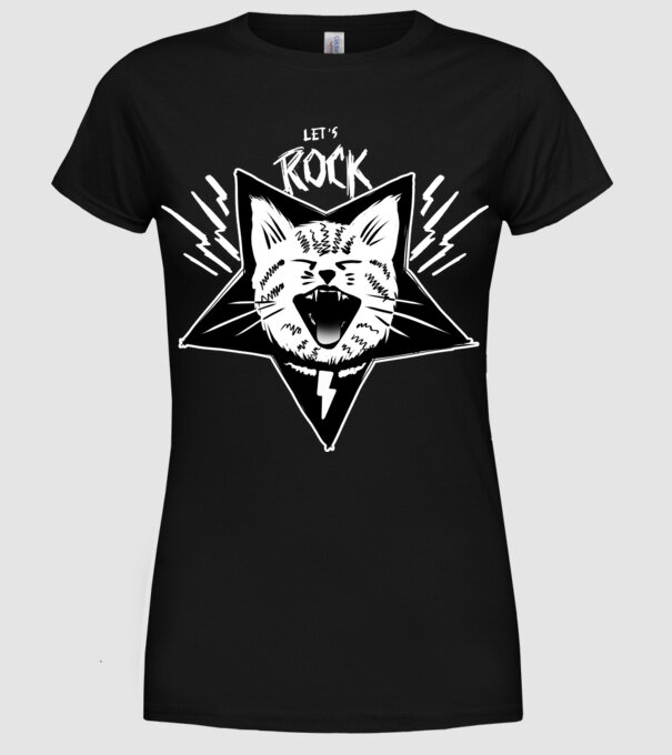 Let's rock model negru pe tricou