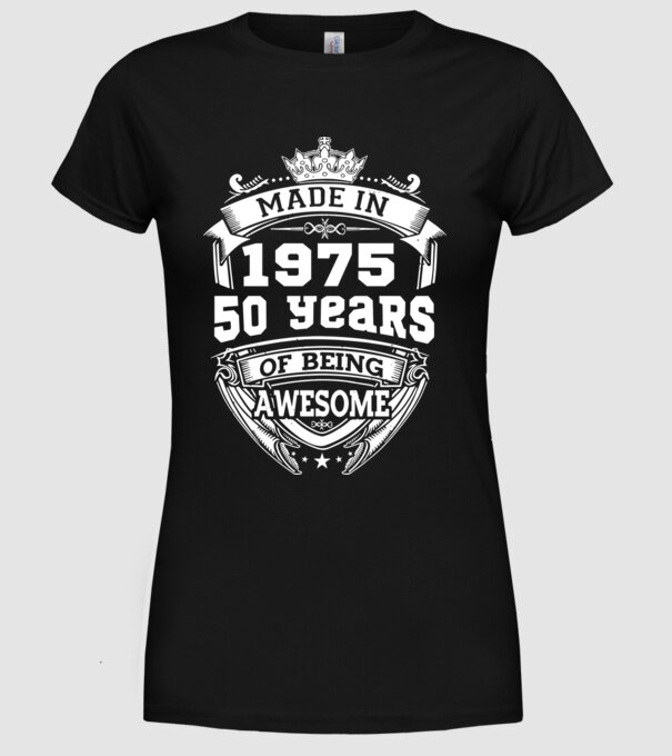 Made in awesome 1975 model negru pe tricou