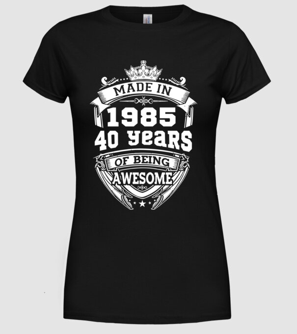 Made in awesome 1985 model negru pe tricou