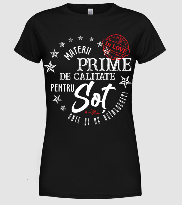 Materii prime de calitate pentru soț model negru pe tricou