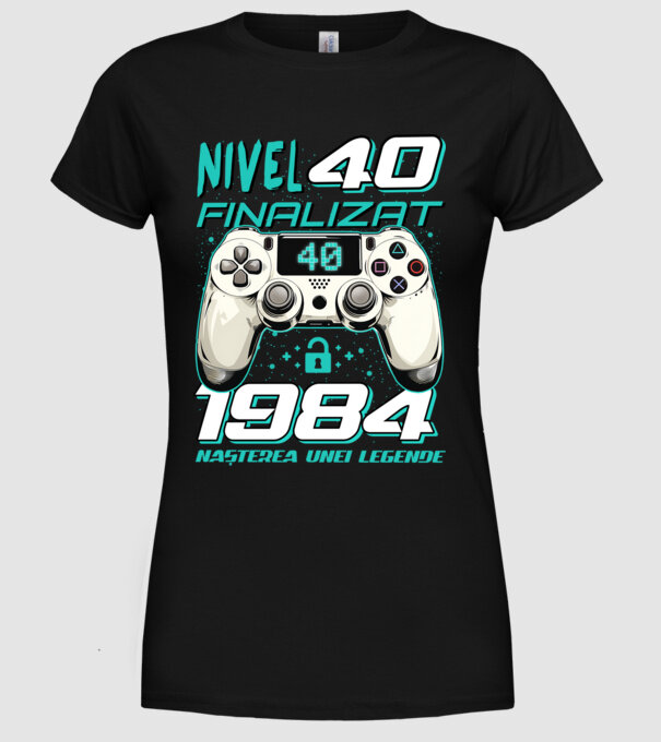 Nivel finalizat 40 1985 model negru pe tricou