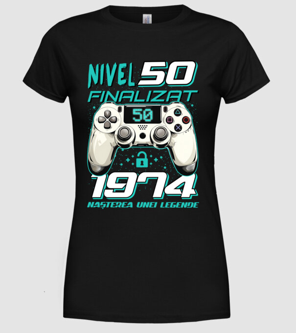 Nivel finalizat 50 1975 model negru pe tricou