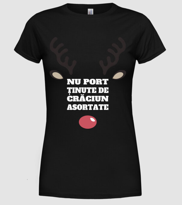 Nu port ținute de crăciun asortate crăciun chiar căprioară Negru model negru pe tricou