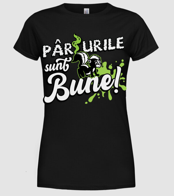 Pârțurile sunt bune model negru pe tricou