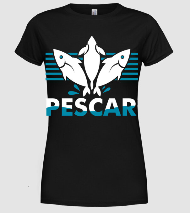 Pescar original model negru pe tricou