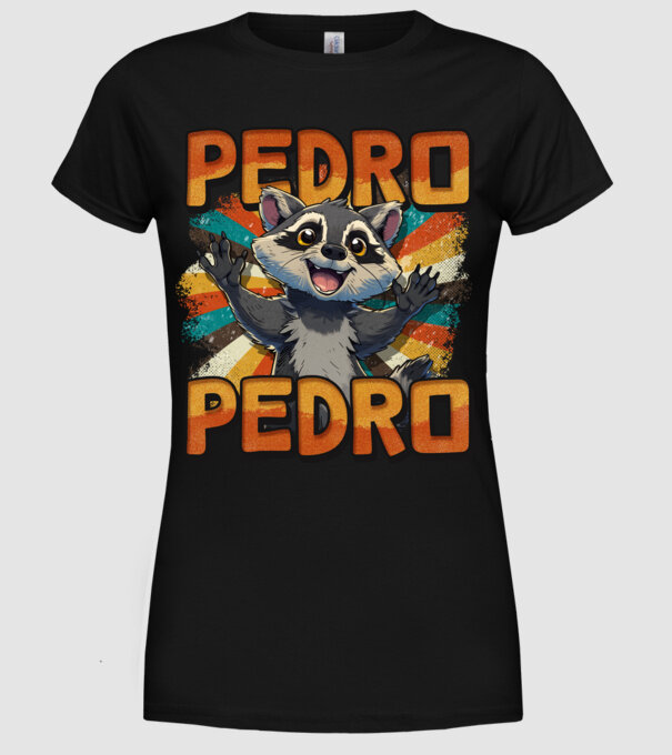Retro Pedro model negru pe tricou