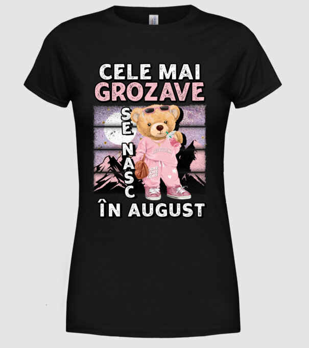 RETRO teddy fetişcană AUGUST model negru pe tricou