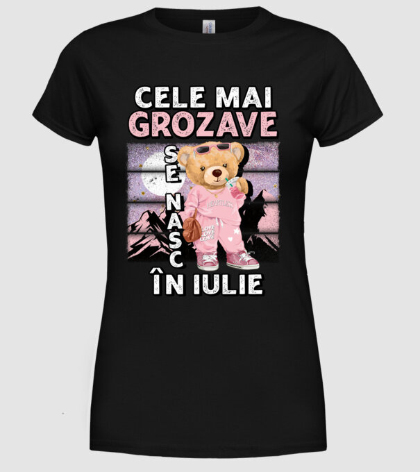 RETRO teddy fetişcană IULIE model negru pe tricou