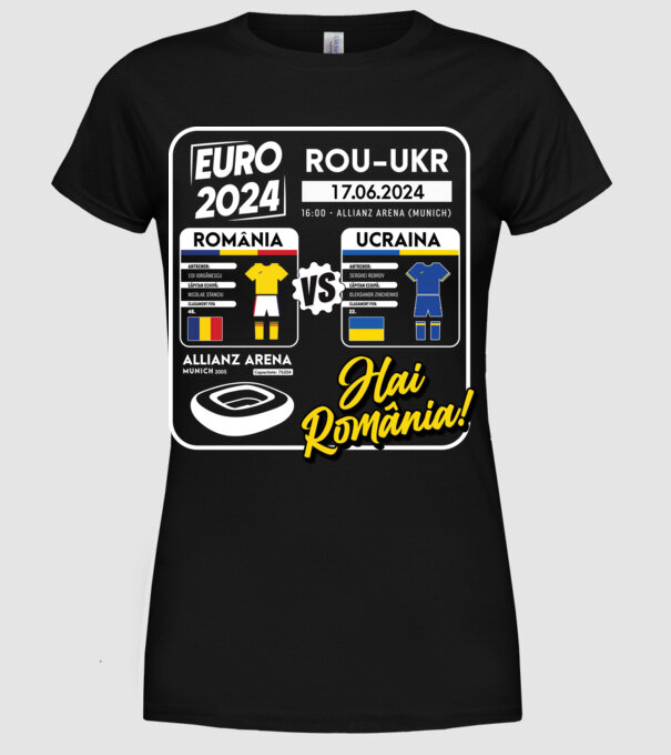 ROU-UKR euro 2024 calendar model negru pe tricou