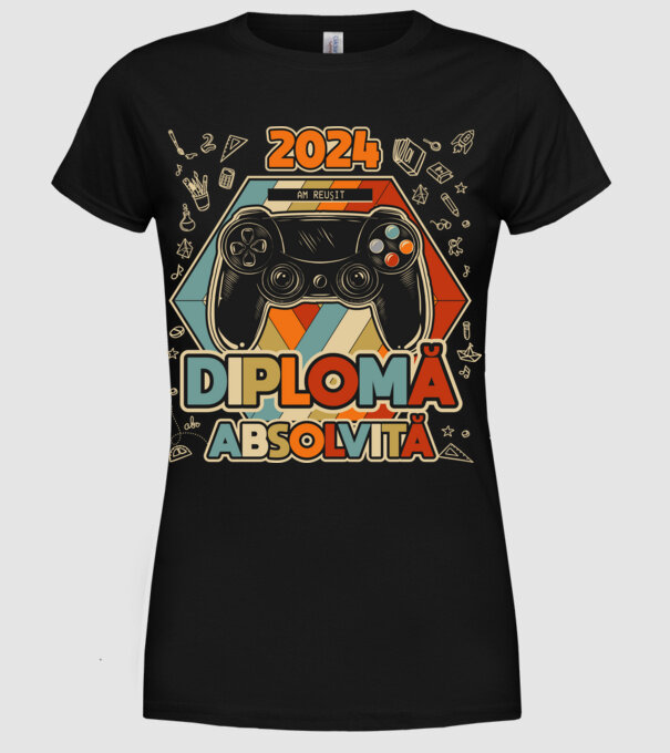 școala  generală diplomă model negru pe tricou