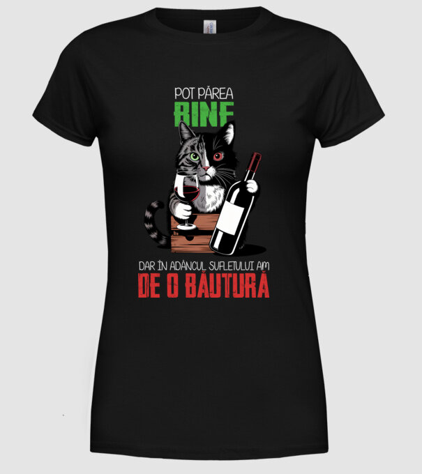 sunt bun pentru o băutură Negru model negru pe tricou