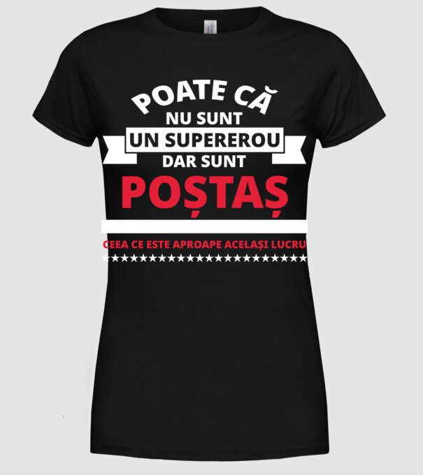 Supererou poştaş model negru pe tricou