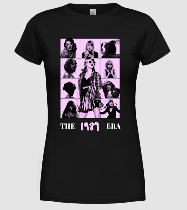 Taylor Swift ERAS lilac model negru pe tricou