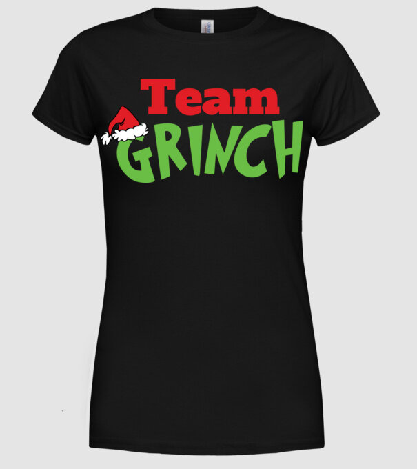 Team Grinch model negru pe tricou