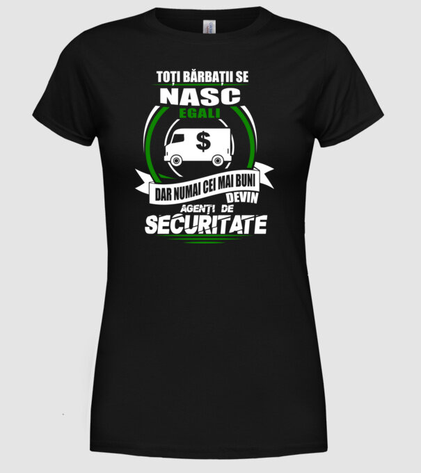 Toți bărbații se nasc egali agenți de securitate model negru pe tricou