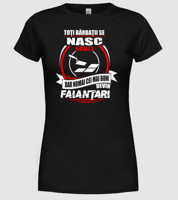 Toți bărbații se nasc egali faianțari model negru pe tricou