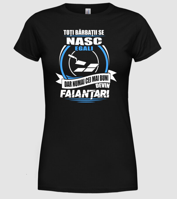 Toți bărbații se nasc egali faianțari model negru pe tricou