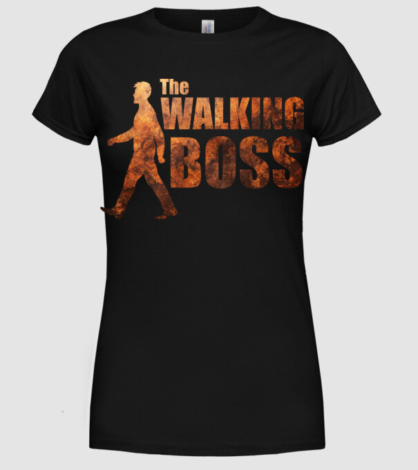 Walking boss model negru pe tricou