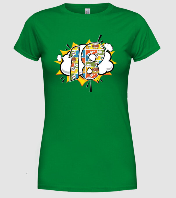 Birthday Comic Number 18 model verde pe tricou