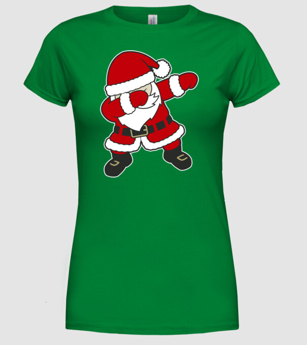 Dabbing Santa model verde pe tricou