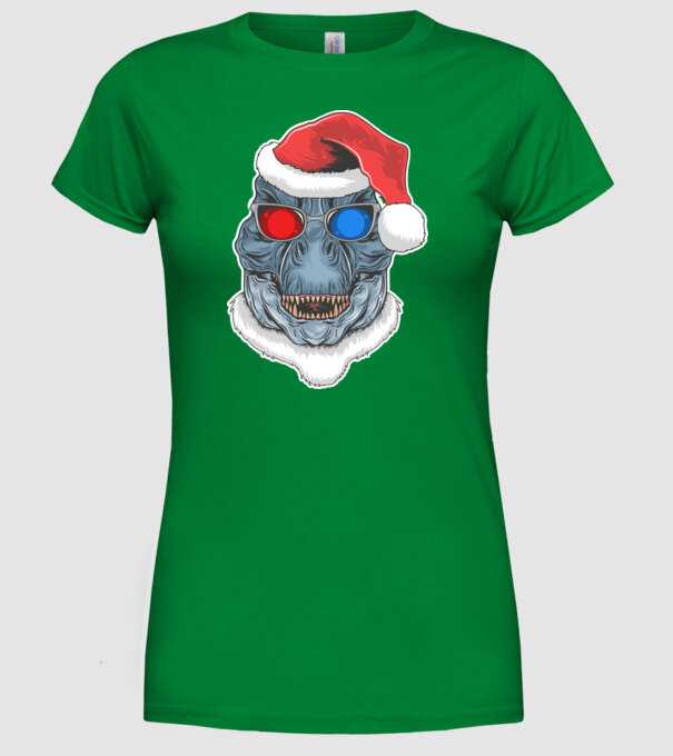 Santasaurus Rex model verde pe tricou