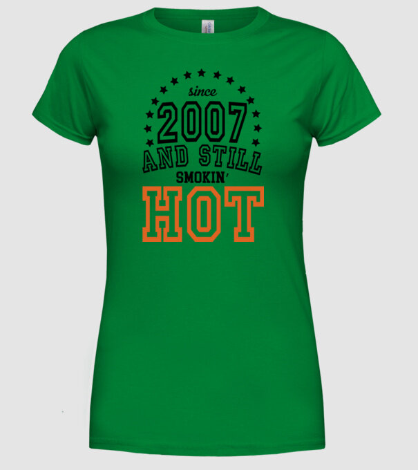 'Since and still smokin'' hot - 2007' model verde pe tricou