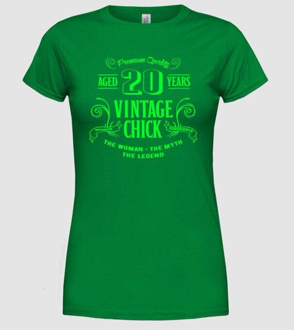 Vintage chick - 20 model verde pe tricou