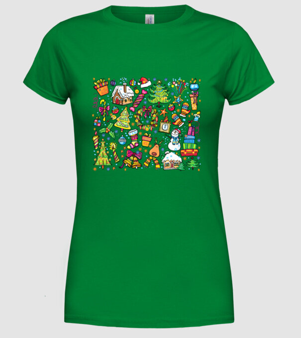 Xmas elements model verde pe tricou