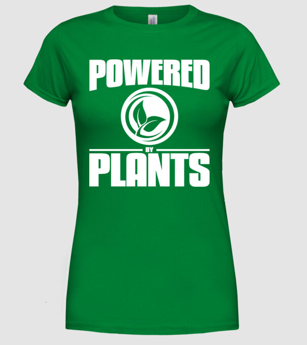 powered_by_plants model verde pe tricou