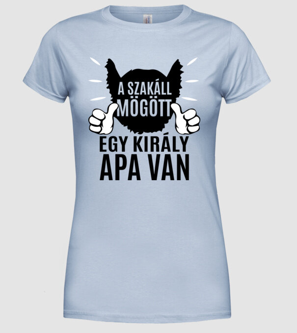 În spatele acestei bărbi se află un tată cool model albastru deschis pe tricou