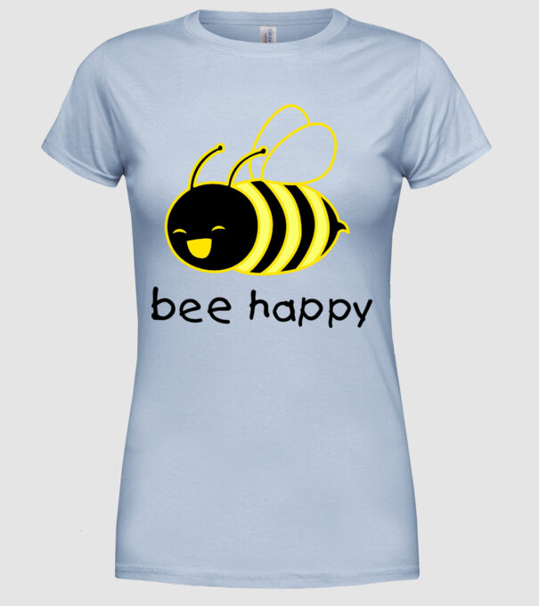 bee happy model albastru deschis pe tricou
