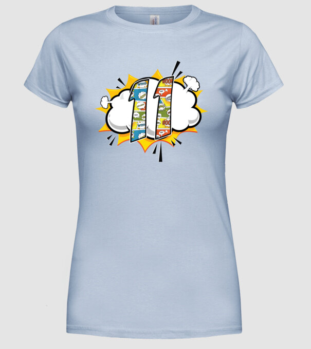Birthday Comic Number 11 model albastru deschis pe tricou
