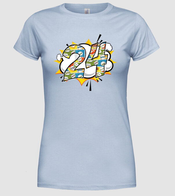 Birthday Comic Number 24 model albastru deschis pe tricou