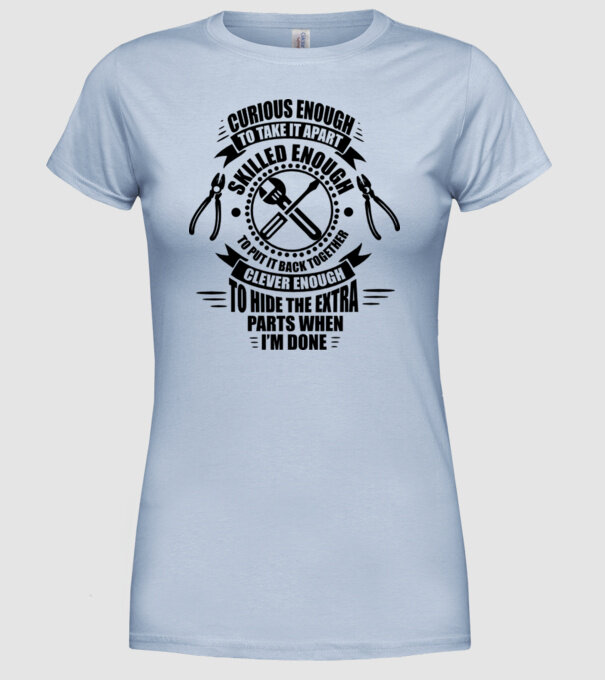 Curious enough to take apart model albastru deschis pe tricou