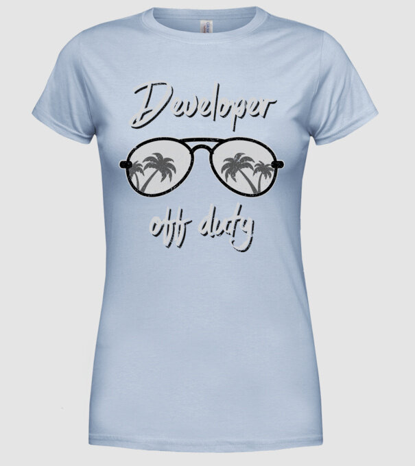 Developer off duty model albastru deschis pe tricou