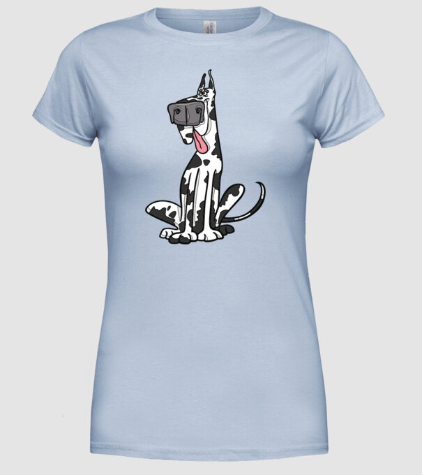  model albastru deschis pe tricou