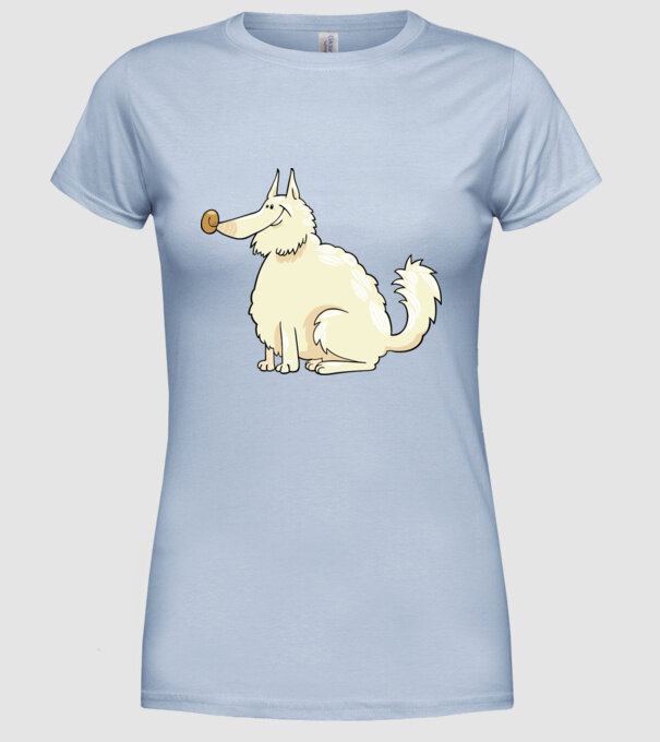 Dog silhouette model albastru deschis pe tricou
