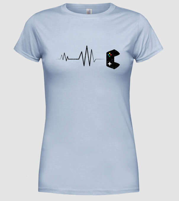 Gamer Ritm cardiac model albastru deschis pe tricou