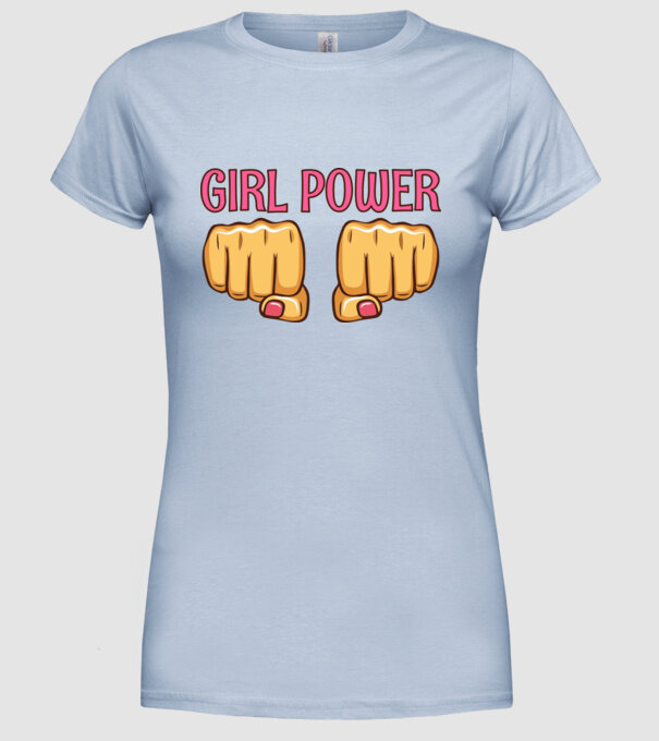 Girl Fist model albastru deschis pe tricou