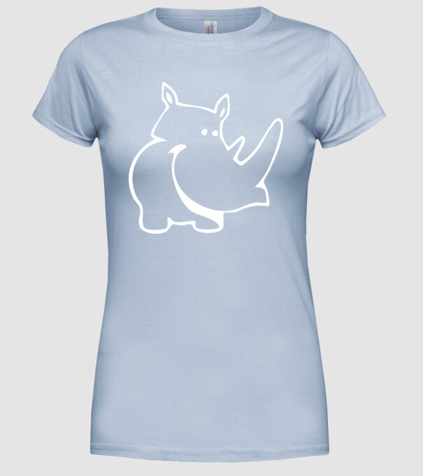 Rinocer model albastru deschis pe tricou