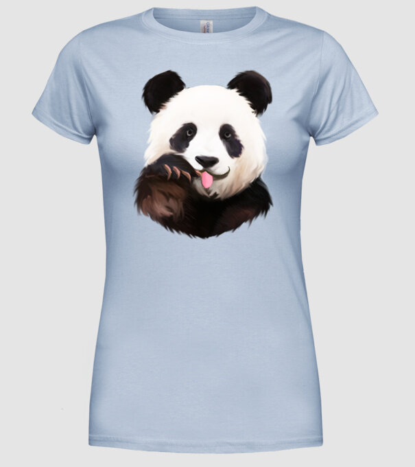 Panda face model albastru deschis pe tricou