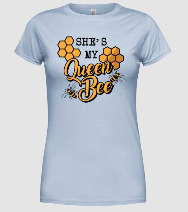 Queen Bee model albastru deschis pe tricou