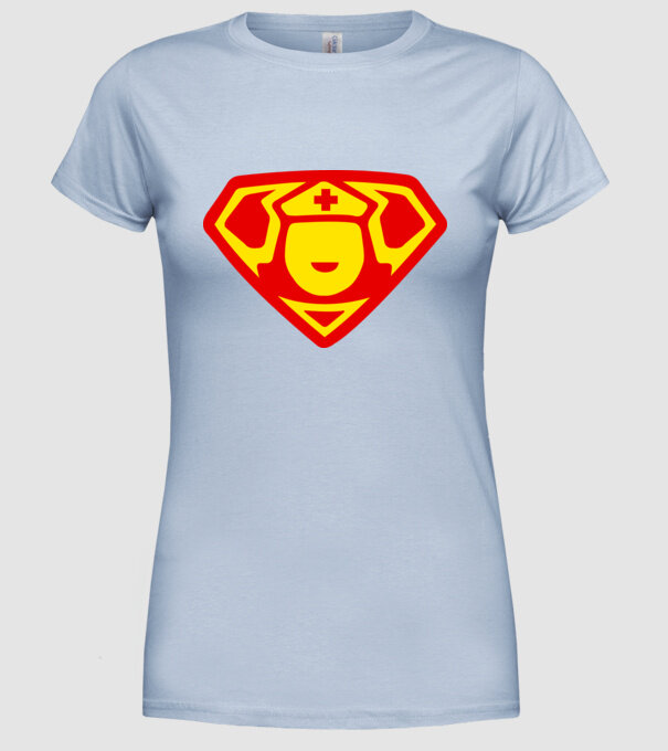 super nurse model albastru deschis pe tricou